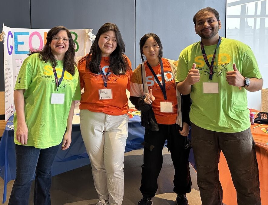 Gonz&amp;amp;aacute;lez presents Geolab alongside Jane Pak, Annya Kong, and Sourabh Garg (left to right)